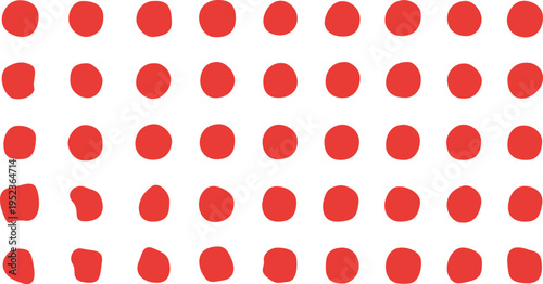 A white background with multiple rows of evenly spaced red dots creating a pattern victor illustration