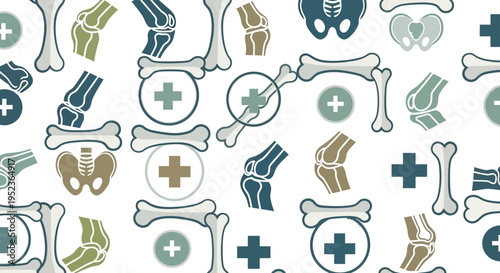 Medical Bone Pattern: Orthopedic Health, Joints, and Healthcare Icons