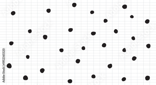  A white graph paper background with numerous small black dots scattered randomly across it victor illustration