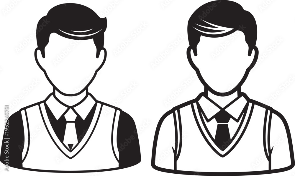 Fototapeta premium Silhouette icon of two men in formal vests and ties
