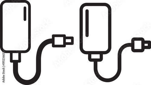 Power bank icons black outline portable battery charger