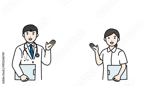 ファイルを持って説明している医師と看護師