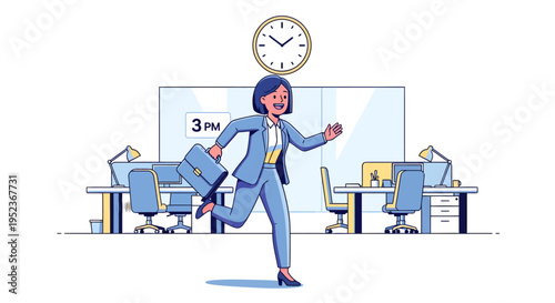 Businesswoman running in a hurry, late for an appointment.