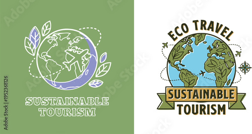 Sustainable Tourism Earth Illustration | Eco Travel Global Concept Design
