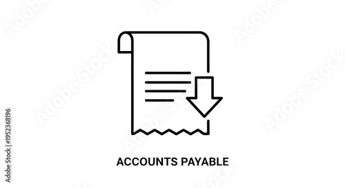 Accounts Payable Icon: Bill with Down Arrow, Financial Management Concept