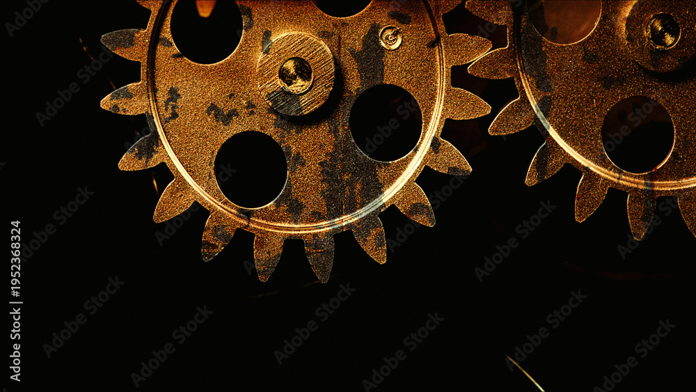 Fototapeta premium Vintage Industrial Grunge Background with Gritty Steampunk Metal Gears