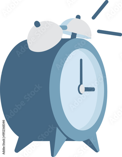 A whimsical alarm clock with a playful design and animated arms. Vector, illustration