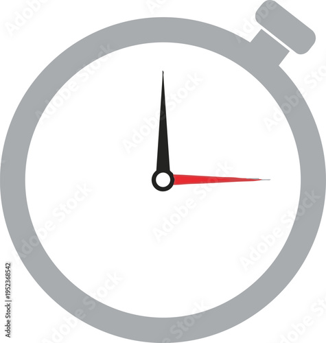 Classic analog stopwatch with red second hand in motion Vector, illustration