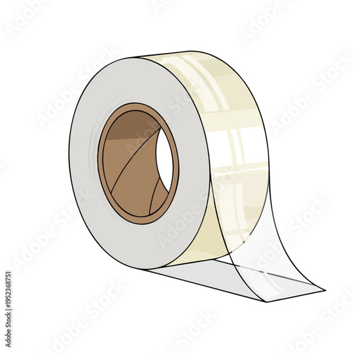 Roll of clear adhesive tape with visible grid pattern on the outer layer