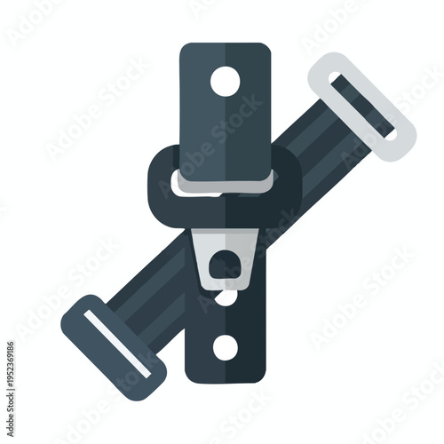 Seatbelt buckle with strap and anchor points in a flat design style