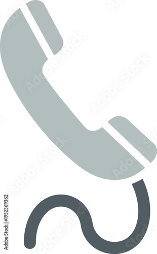 A classic telephone handset with a curly cord resting on a plain background Vector, illustration