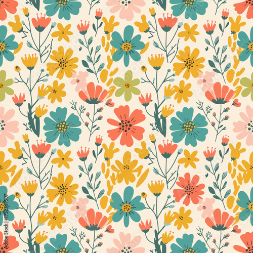 Artistic flower pattern blending modern simplicity with retro-inspired visual storytelling