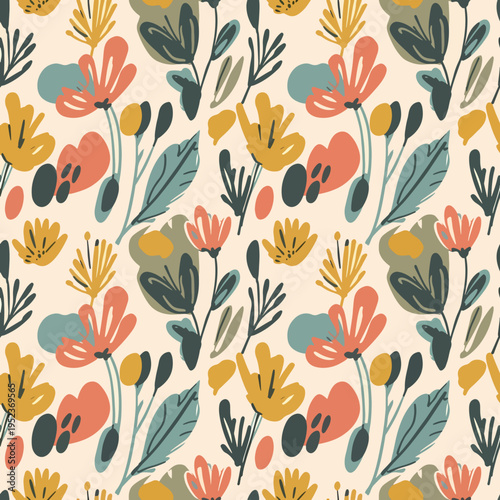 Elegant repeating floral motif with balanced composition and soothing color harmonies
