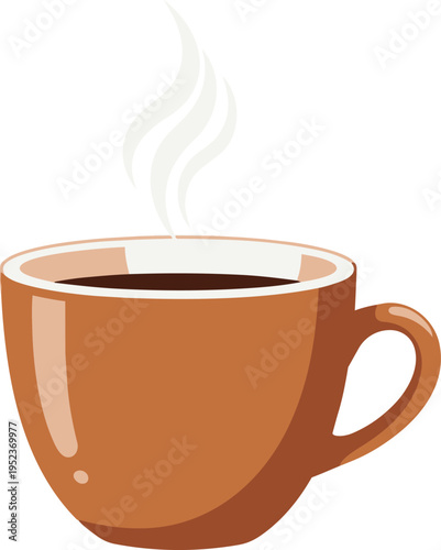 A steaming cup of black coffee ready to be enjoyed with a cozy ambiance Vector, illustration