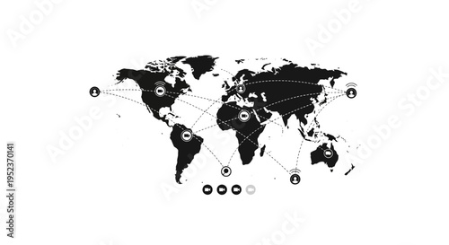 Black and white world map illustration 1.