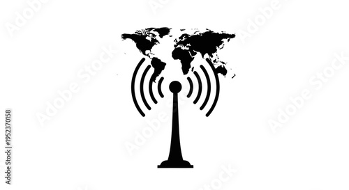 Black antenna with global signal waves.