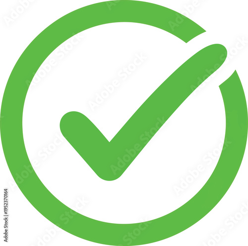 Bright green checkmark within concentric circles symbolizing approval or success Vector, illustration