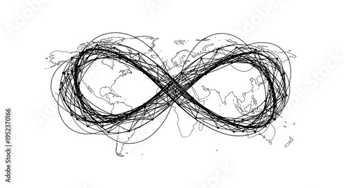Black Infinity Symbol Made of Lines.
