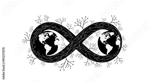 Black Infinity Symbol with Globe.
