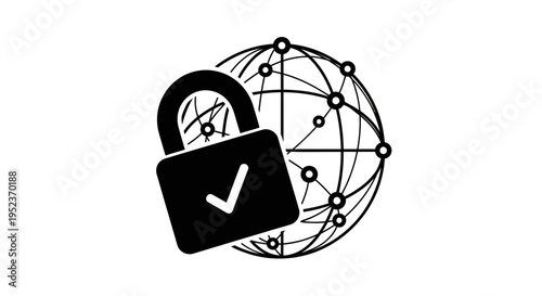 Black padlock with white checkmark symbol.