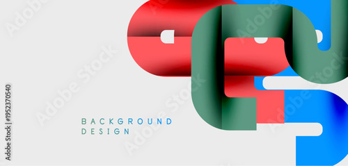 Abstract shapes overlap, creating vibrant color gradients. Minimalist design with red, blue, green hues on white background. Modern aesthetic.