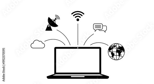 Laptop with wireless internet connection.