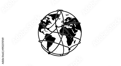 Wire Globe Earth Map Model.