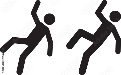 Falling person silhouette icons on white background
