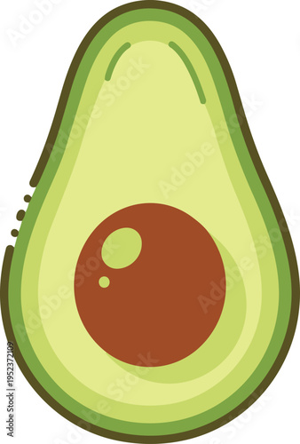 Cross-section of a ripe avocado showcasing its internal structure and seed Vector, illustration