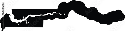 Gambia map silhouette with river
