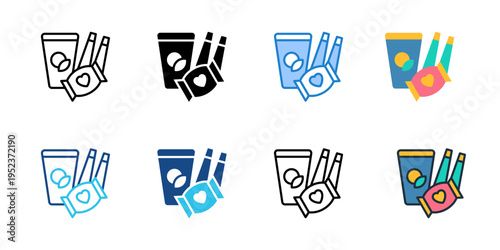 Party snacks icons set multiple style collection. Editable stroke 
