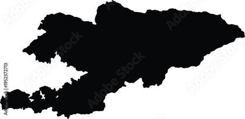 Black silhouette of the map of kyrgyzstan isolated on a white background for design and education.