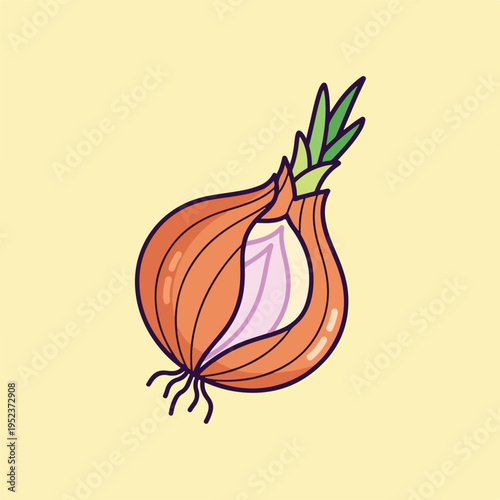 A cartoon drawing of an onion.