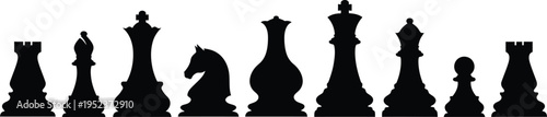 Chess pieces silhouette black chessboard figures