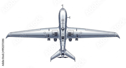 Detailed overhead view of a modern unmanned aerial vehicle, showcasing its design.