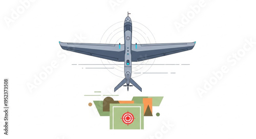 Top view of a modern aircraft with wings and tail design.