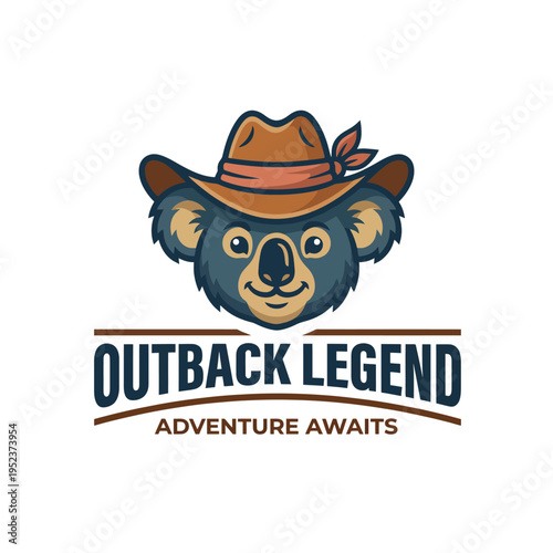 A friendly koala wearing a hat highlights adventure and exploration, making this logo ideal for a travel brand that appeals to those seeking fun and memorable experiences.