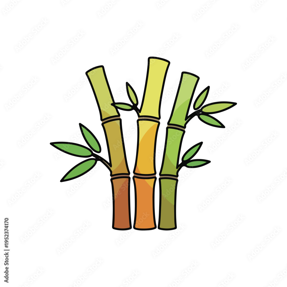 Fototapeta premium Bamboo stalks with green leaves.