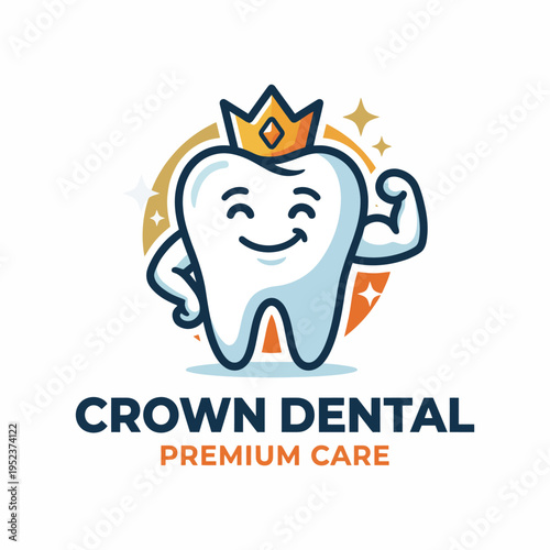 This cheerful tooth logo embodies health and strength, perfect for dental practices wishing to convey a sense of quality and premium care to their patients.