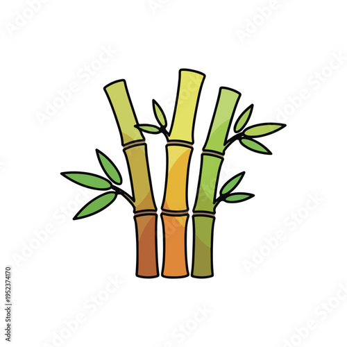 Bamboo stalks with green leaves.