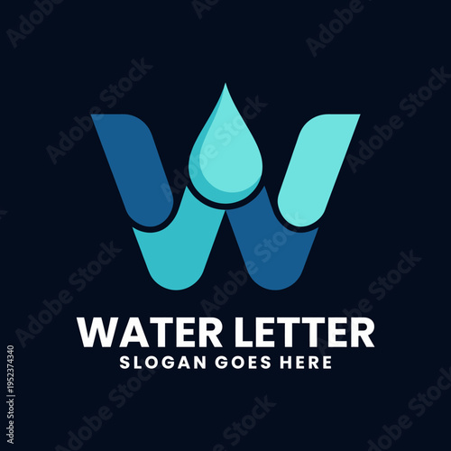 This logo design creatively utilizes water droplets to form a stylized letter W, making it ideal for brands associated with water, purity, and freshness in their identity.