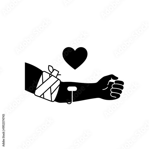 Black arm with white bandage fist.