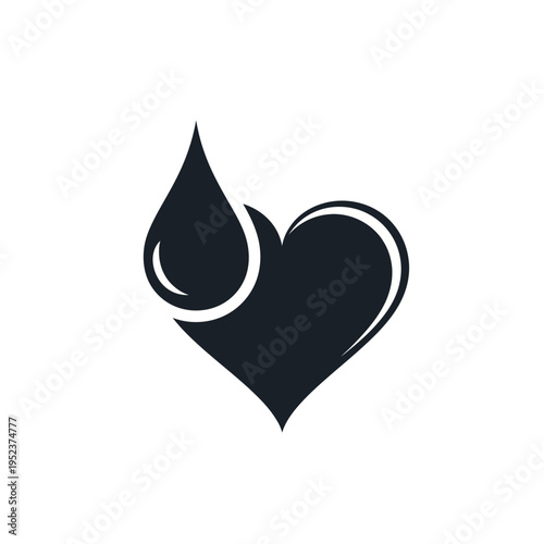 Black heart with drop symbol.