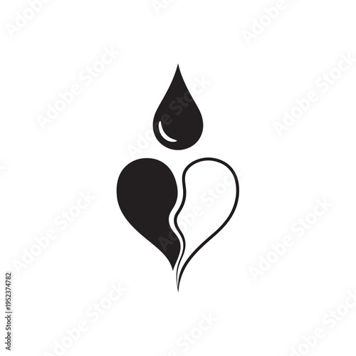 Black heart and water drop symbol.