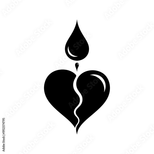 Black heart with drop symbol.