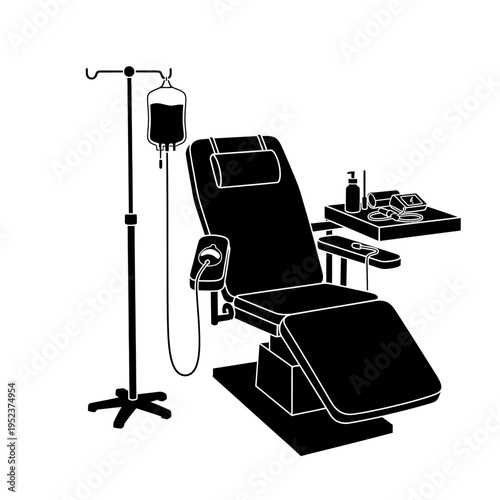 Dental chair with medical equipment.