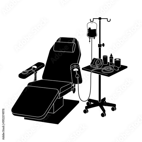 Dental chair with medical equipment.