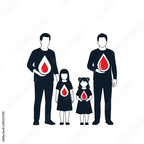 Family Wearing Blood Donor Shirts Together.