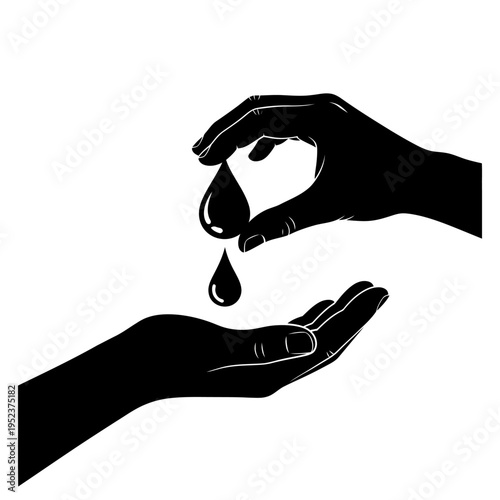 Hands dropping water liquid.