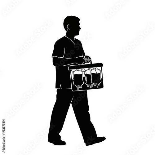 Man carrying a beer crate.